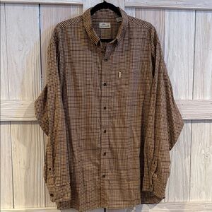 Classic Brown Checkered Button-Down Shirt